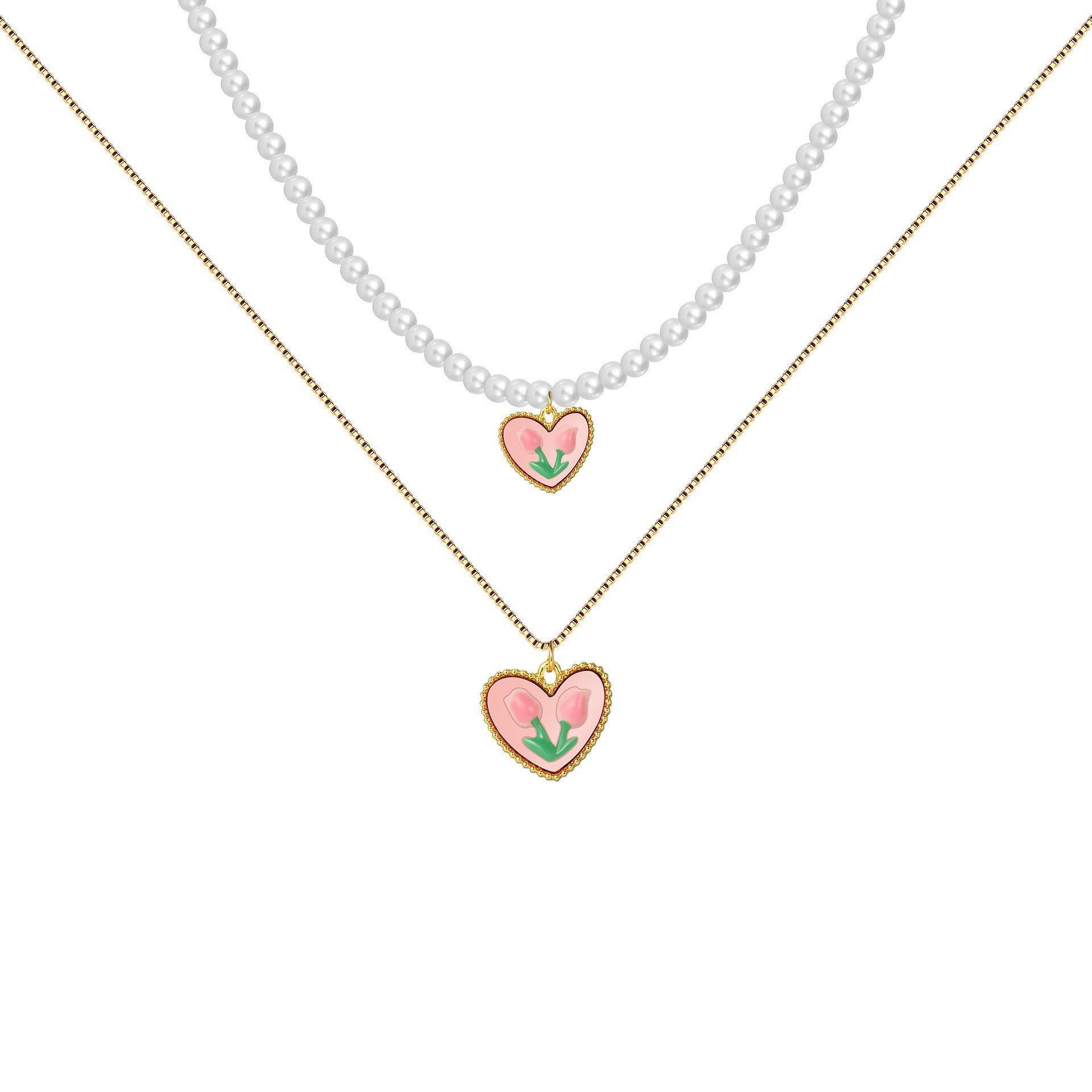 Collares de aleación de aleación de aleación al por mayor Tulip Flowers Love Heart Heart